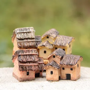 Ornamentos en miniatura de casa de paja de resina, estilo pastoral lindo para jardín de bricolaje.