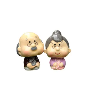 Miniatur Großeltern Figuren DIY Sukkulenten Landschaftsbau Ornamente Cartoon Altes Ehepaar Garten Dekoration PVC Topfpflanzen Dekor
