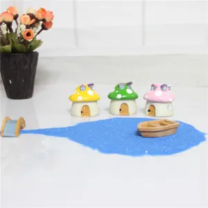 Resin micro landscape mushroom house bridge boat ornaments for DIY fairy garden decor details