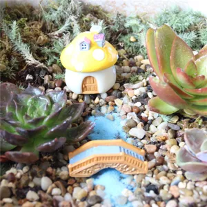Miniature resin bridge mushroom house micro landscape fairy garden succulent terrarium decor items