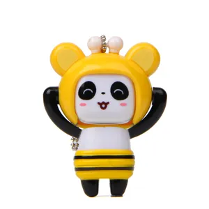 Lindo colgante llavero de juguete con cara cambiante de abeja panda para bolsos y coche.