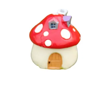 Casetta a fungo in miniatura in resina decorazione giardino delle fate micro paesaggio statuetta.