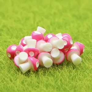 Miniatur Harz rosa Pilze mit weißen Punkten für DIY Moos Terrarium Mikro Landschaft