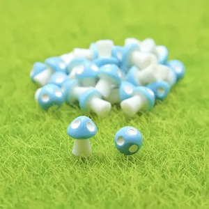 Kleine blaue Pilz Harz Figuren für Mikrolandschaft Feengarten DIY Terrarium Dekoration Zubehör