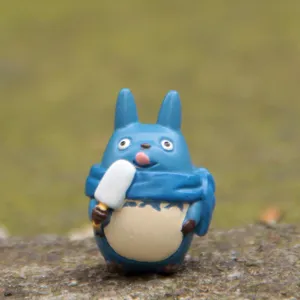 Pastoral Mini Resin Blue Dragon Cat Figurine With Ice Cream For Micro Landscape Garden Decoration DIY Cartoon Animal Desktop Ornament
