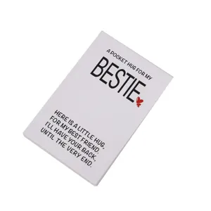 Bestie Pocket Hug Greeting Card Small White Cardboard Jewelry Packaging Card With Heartwarming Message Design