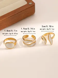 Geometrische oliedruppel open ring detailweergave, roestvrij staal sieraden voor dames.