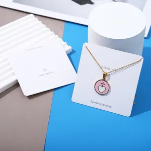 Exquisite heart cross pendant necklace set with thank you display card for daily wear fashion.
