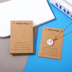 Pocket Hug heart card and pendant necklace set, cute emotional gift accessory detail view.