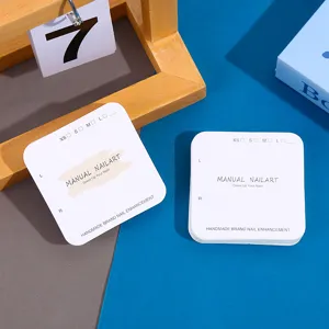 Press-on nail display packaging cards white square with size options and LR label main