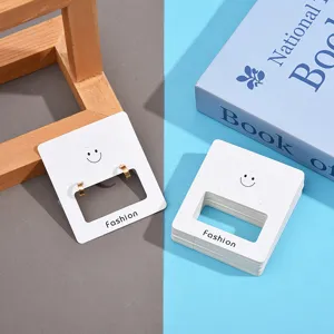 White Smiley Face Jewelry Display Cards And OPP Bags Packaging Accessories For Earrings Studs Necklace Retail Display