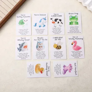 Cartes d'encouragement mignonnes de dessins animés, mini cartes de vœux pour cadeaux et motivation.