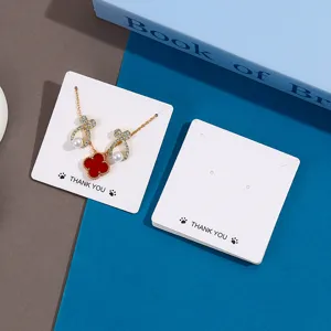 Necklace display cards 350g white cardboard earring packaging cards with thank you print