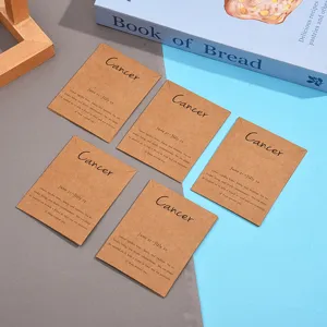 Kraft paper Cancer zodiac jewelry packaging cards, retro design gift display stock.