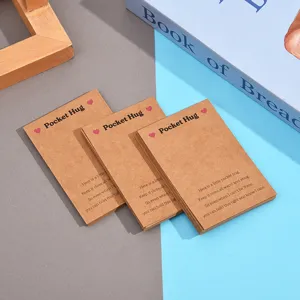 Pocket hug greeting cards kraft paper gift cards heart design inspirational tokens