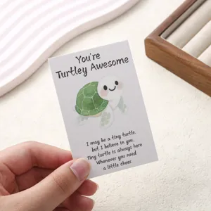 Carte de vœux mignonne de tortue de dessin animé mini carte de message pour bijoux