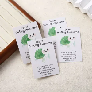 Jolies cartes de vœux tortue aquarelle encourageantes notes emballage papier petits cadeaux messages.