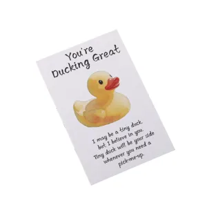 Charmante petite carte d'encouragement avec motif de canard pour cadeaux et petits mots.