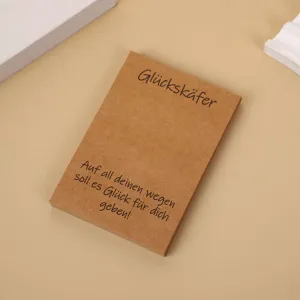 Biglietto di auguri tedesco carta kraft confezione gioielli coccinella portafortuna ecologico