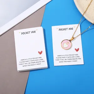 Pocket hug heart necklace with packaging card cute emotional support gift jewelry set
