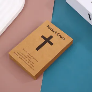 Paquete de tarjetas de exhibición de joyería cruz de bolsillo de papel kraft, elegante diseño.