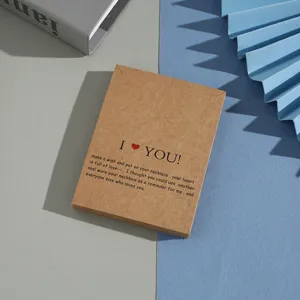 Kraft paper necklace display card with sweet love message print for jewelry packaging.