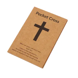 Tarjeta de exhibicion papel kraft cruz de bolsillo tarjeta oracion religiosa paquete regalo.