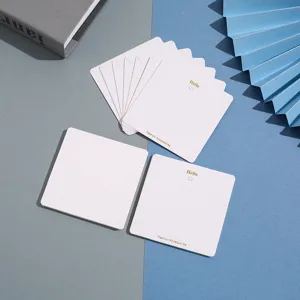 White square jewelry display cards with gold foil hello smiley for necklaces and earrings packaging