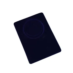 Dark blue flocked necklace display card, velvet jewelry packaging card for necklace pendants.