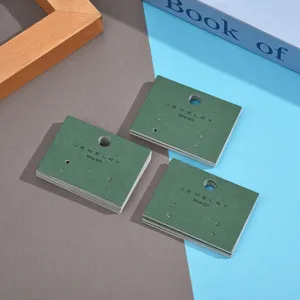 Green paper earring cards packaging display cards with jewelry text for studs wholesale supplies.