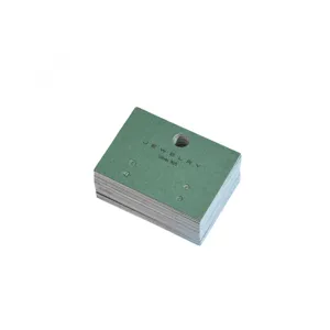 Green paper earring cards for jewelry display and packaging with hanging holes and 925 text.