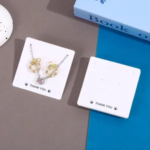 Minimalist Blank Paper Necklace Earring Display Cards Set White Jewelry Hanging Packaging Card Accessories