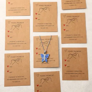 Kraft paper greeting cards jewelry packaging cards with cute butterfly necklace gift sets