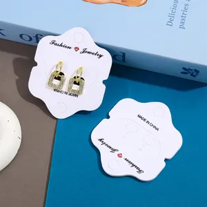 Jewelry display cards white flower shape ear stud packaging cards paper display holder