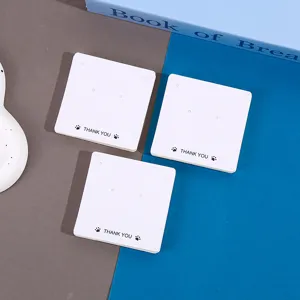White square jewelry display cards for earrings and necklaces with thank you print, 3 pack.