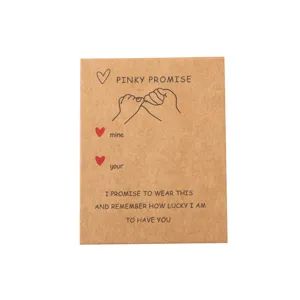 Vintage kraft paper jewelry packaging card, pinky promise greeting card for bracelet display.