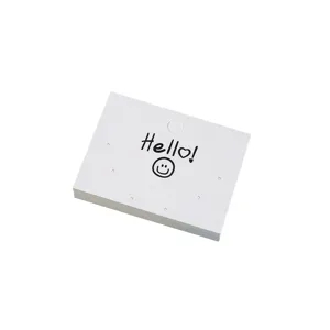White paper earring display cards with cute hello smiley design for jewelry packaging