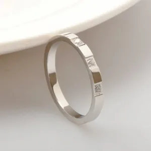 minimalist titanium steel zirconia thin ring elegant stackable finger jewelry for women