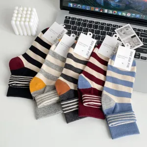 Donne calzini corti a righe dopamina in morbido cotone carino casual moda set da 5 paia