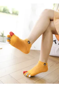 Chaussettes femme coton cinq doigts respirantes filet motif ours mignon chaussettes courtes