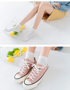 Women breathable cotton mesh five toe socks short boat socks daily casual wear detail view