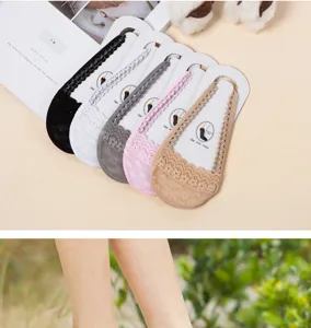 Women lace invisible boat socks low cut shallow mouth breathable short cotton socks 5 pairs