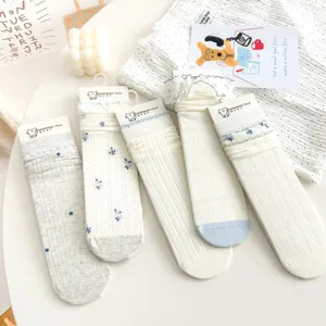 Modische koreanische Damen Langsocken Stulpen mit Blumen und Unifarben für den Sommer