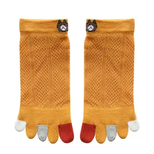 Chaussettes cinq orteils en coton pour femmes filet respirant court mignon affichage article