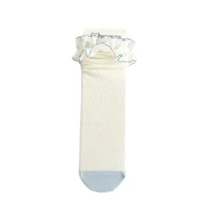 Frühling Sommer Damen lange Slouch Socken koreanischer Stil süße Rüschen Waden Socken