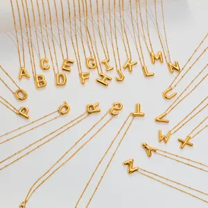 Minimalista Acciaio Inossidabile Lettera Ciondolo Collana Per Uomini Donne Placcato Oro AZ Alfabeto Iniziale Catena Moda Gioielli
