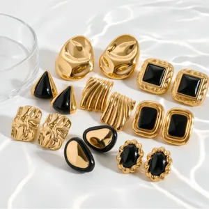 Women Stainless Steel Irregular Geometric Stud Earrings Waterproof Hypoallergenic Minimalist Vintage Trendy Jewelry Gift
