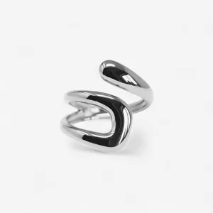 Edelstahl Offener Ring Für Damen Vintage Nische Geometrisch Hohl Kreuz Verstellbar Modeschmuck Fingerring