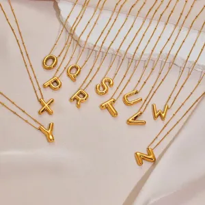 COLLANA CON LETTERA 3D IN ACCIAIO INOSSIDABILE DORATO DETTAGLIO MODA ACCESSORIO