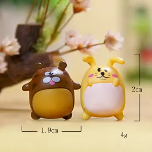 Cute mini cartoon rabbit and bear resin figurines mobile phone dust plug accessories display.